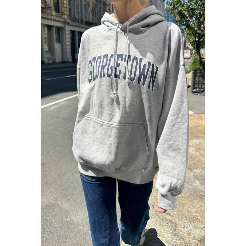 TikTok Shop Christy Georgetown Hoodie Heather Grey Women Brandy Melville Sweatpants Sweatshirts School Clothes Back to School Outfits