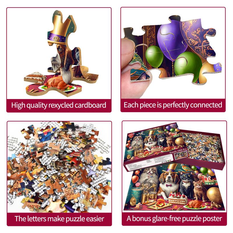 HUADADA 1000 Adult Puzzle Game "Pet Family", Holiday Gift Home Decoration, Family Games, Grandparent Brainstorming Jigsaw Puzzle 11 c627ab9ff6794e32ae0305c56b93c008~tplv omjb5zjo8w resize jpeg:800:800