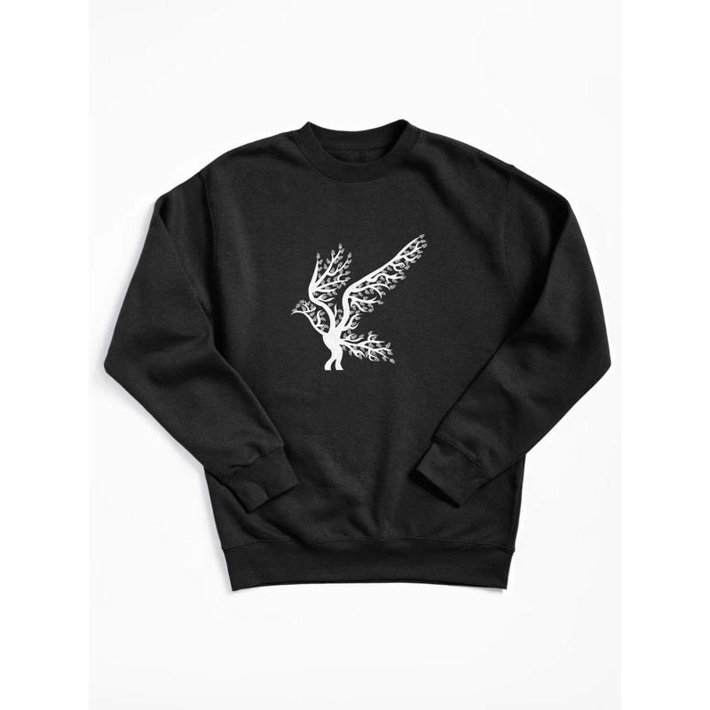 Tree And Bird T-Shirt Nature Black Graphic Tee Tree And Bird T-Shirt Nature Black Graphic Tee