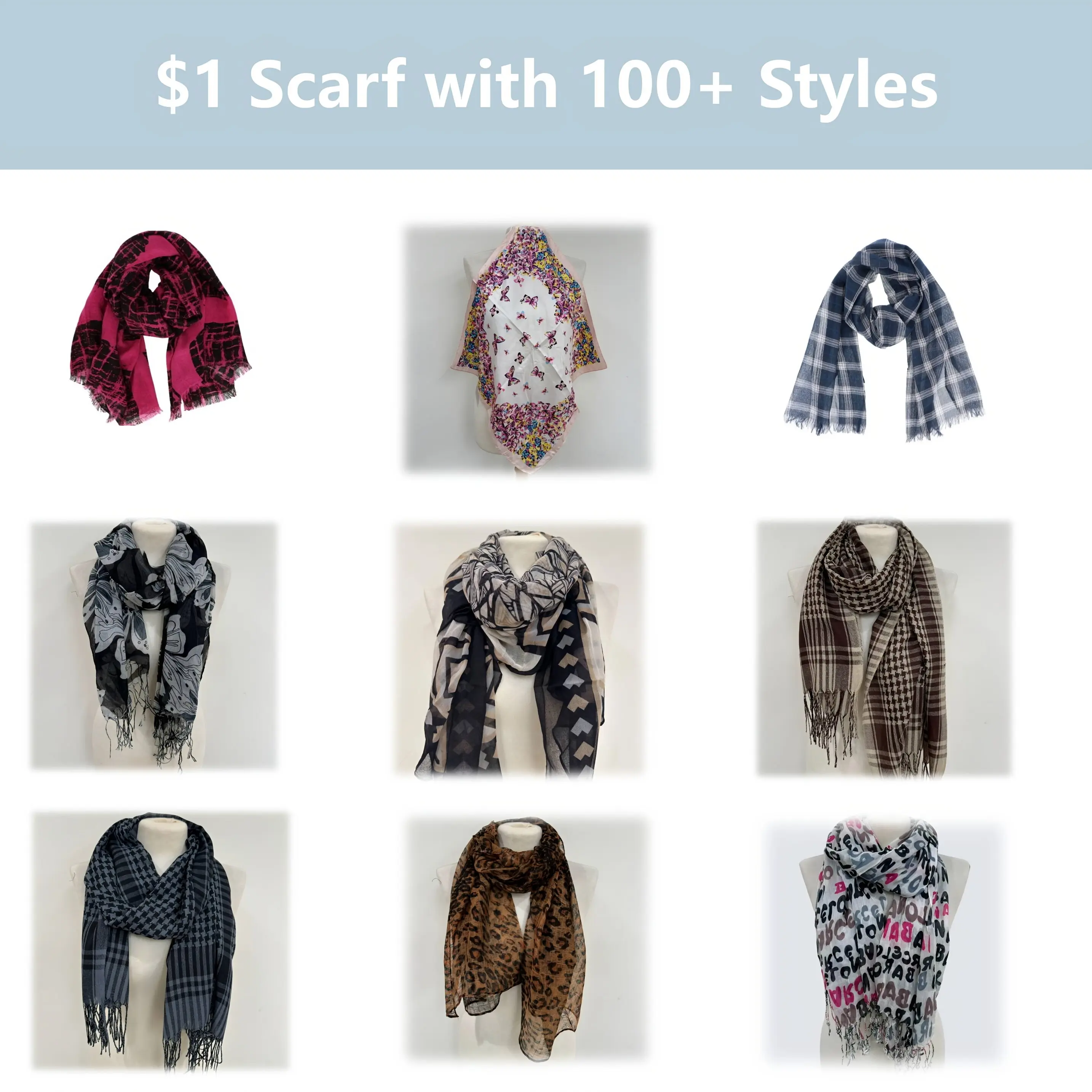 $1 Each Spring & Summer Thin Scarf & Shawl & Wrap for Effortless Style, Chic & Breezy, for Women