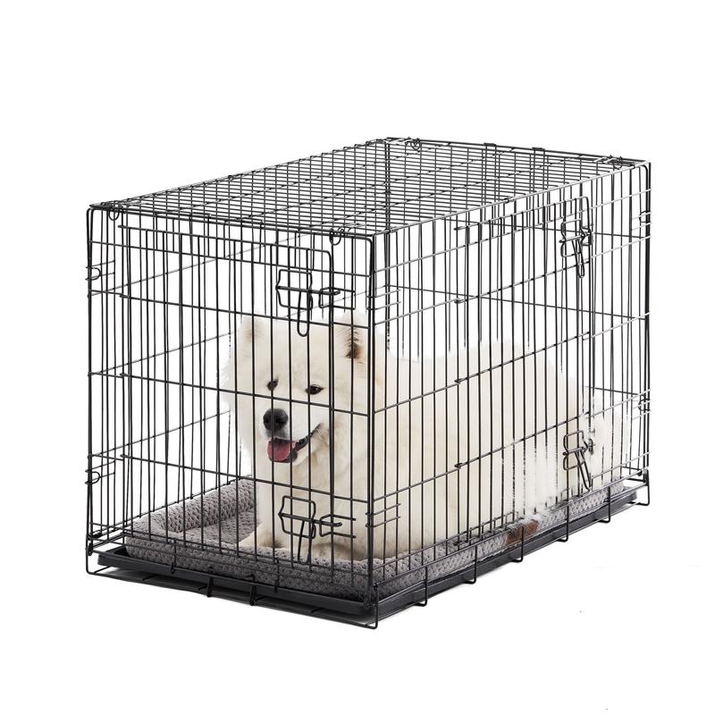 TikTok Shop Double Door Metal Wire Dog Crate with Leak Proof Pan and Divider 36 inch