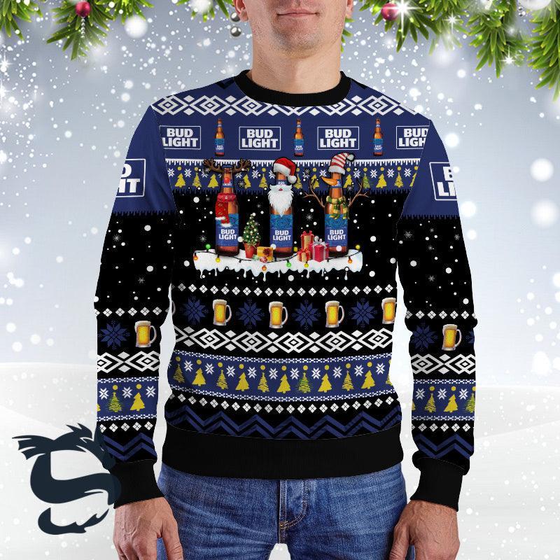 TikTok Shop Bud Light Santa Reindeer Snowflake Christmas Sweater