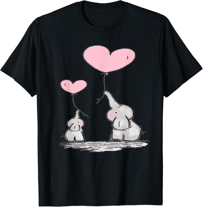 Cute Elephants Pink Balloons Love Baby T-Shirt Cute Elephants Pink Balloons Love Baby T-Shirt