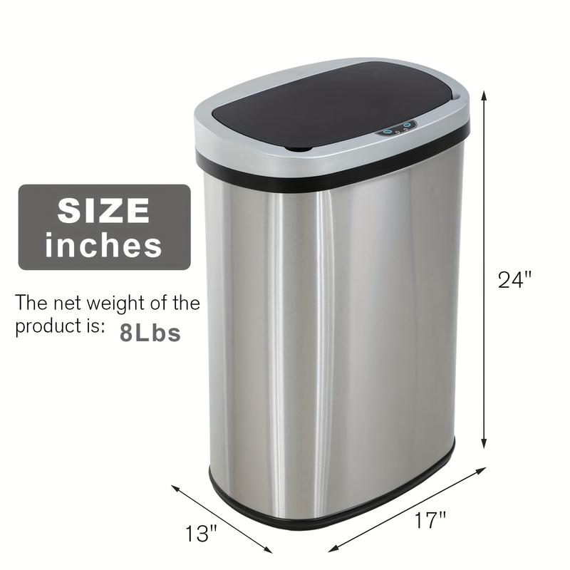 Motion Sensor Trash Can 13 Gallon Touchless store Automatic Stainless Steel White