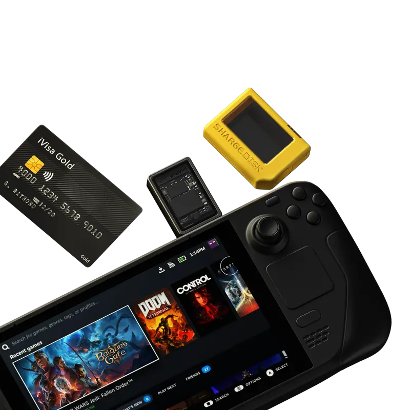 SHARGE Disk M.2 NVMe SSD Enclosure ( Enclosure only. SSD not included. ) with Active Cooling System, 10Gbps USB C 3.2 Gen2, Storage for iPhone 15 Pro, Steam Deck, ROG Ally, Enclosure NVMe Reader Supports M Keys and Size 2230 SSDs 1