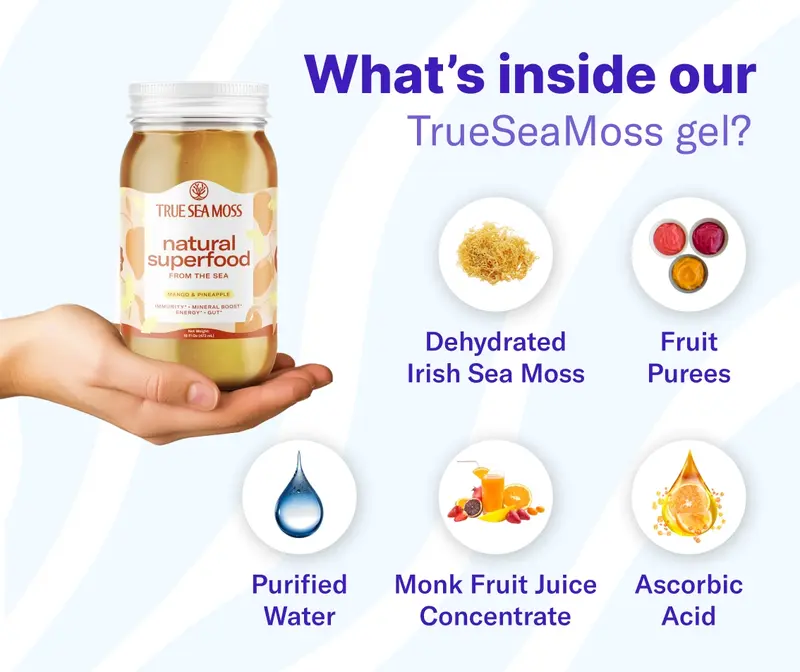 Product Introduction of TrueSeaMoss Mango Irish Sea Moss Gel – Rich in Minerals & Vitamins – supports Immune, improves digestion, boost energy, skin & hair health - Made in USA 8
