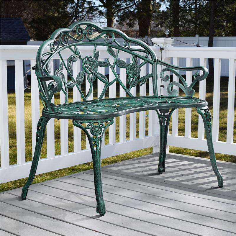 Yaheetech Outdoor Metal Bench Patio Park Garden Bench Cast Aluminium ...