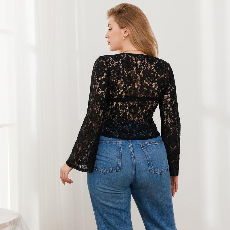 Open Shoulder Bowknot Three-Quarter Sleeve Blouses Open Shoulder Bowknot Three-Quarter Sleeve Blouses