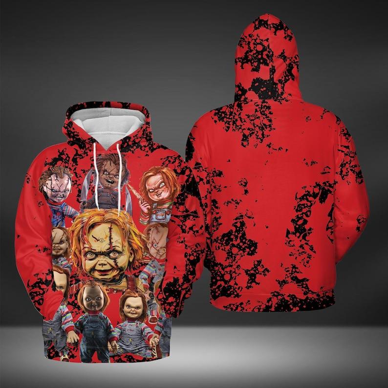 TikTok Shop Horror Chucky 3D Hoodies Horror Movies Hoodies Horror Halloween Hoodies Horror Killers 3D Hoodies For Men Women s Oversized Hoodie