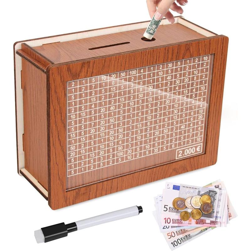 2025 Cash Vault Wooden Savings Box with Counting Target,Wooden - TikTok ...