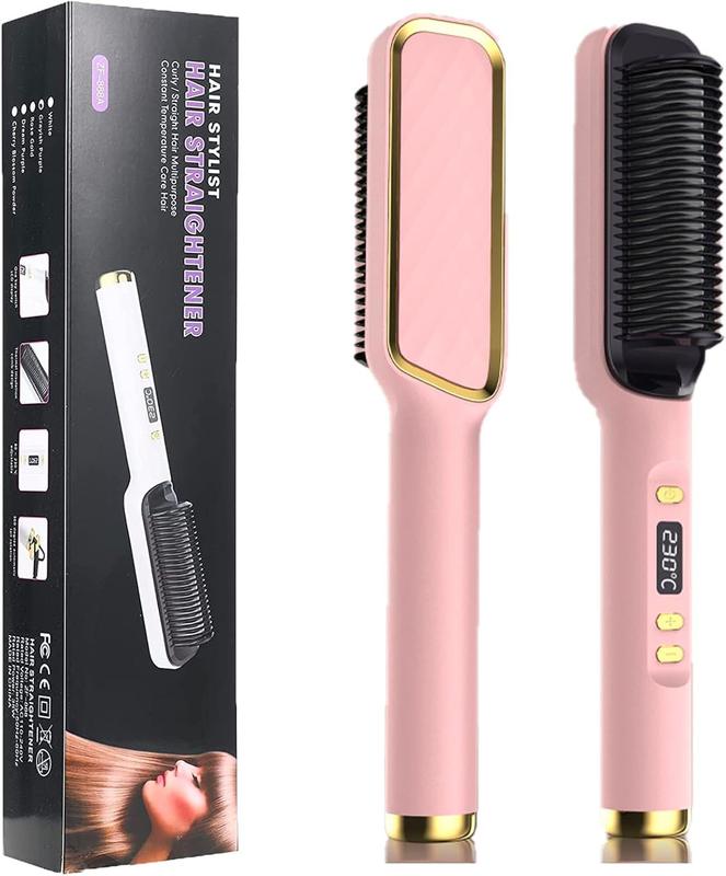 TikTok Shop Liquid crystal hair straightening comb anion does not hurt hair straight hair curly hair dual use lazy curling iron hair straightener