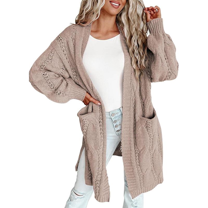 TikTok Shop Long Cardigans for Women Open Front Long Sleeves Lightweight Fall Sweaters with Pockets