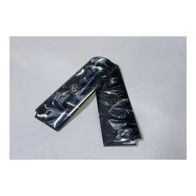 1911 Full-Size ABS Grips With Skull Side Profile - High Definition Printed Gun Grips