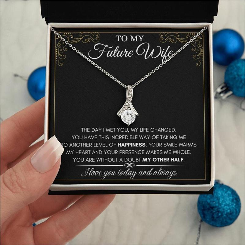 14k Gold Crafted buying Necklace For Future Wife, Emotional Message Card, Personalized Birthday Present, Girlfriend Fiance Engagement, Pendant Gift