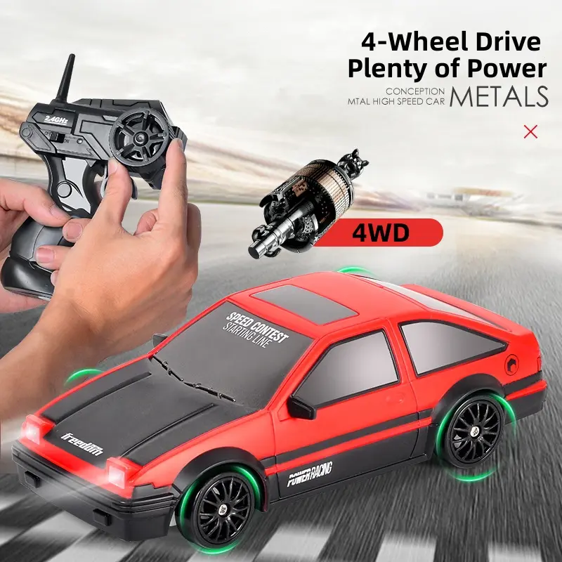 Remote Control Car RC Drift Car Valentine's Day Gift 2.4GHz 1:24 Scale 4WD 15KM/H High Speed Model Vehicle LED Lights Drifting Tire Racing Sport Toy Car for Adult Boy Girl Kid Gift 8