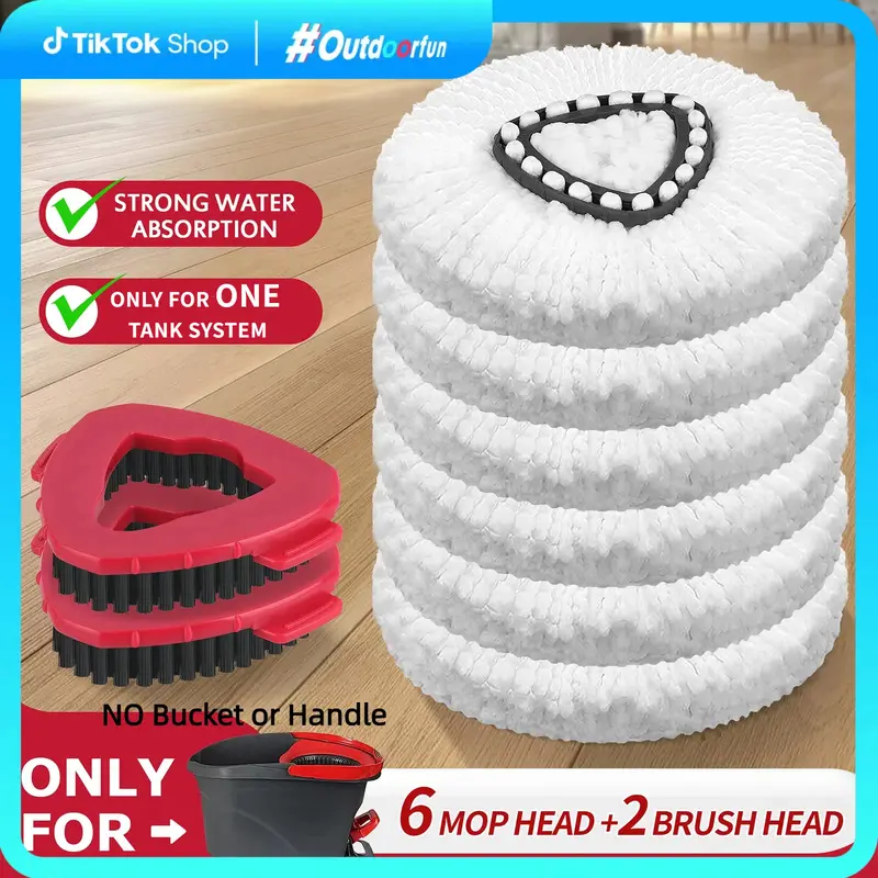 10-Pack O-Cedar Mop Replacement Heads - 2 Scrub Brushes & 8 Microfiber Cloths