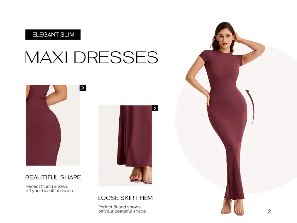Product Introduction of BOGO REORIA Summer Beach Vibes Dresses Women's Casual Lounge Long Dress Outdoorfun Elegant Shortsleeve Basic Crewneck Maxi Dresses Lady Womenswear 3