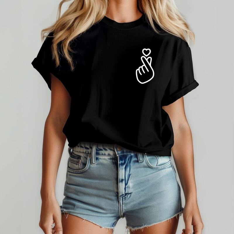 Korean Finger Heart Shirt Kpop Tshirt Korean Finger Heart Shirt Kpop Tshirt