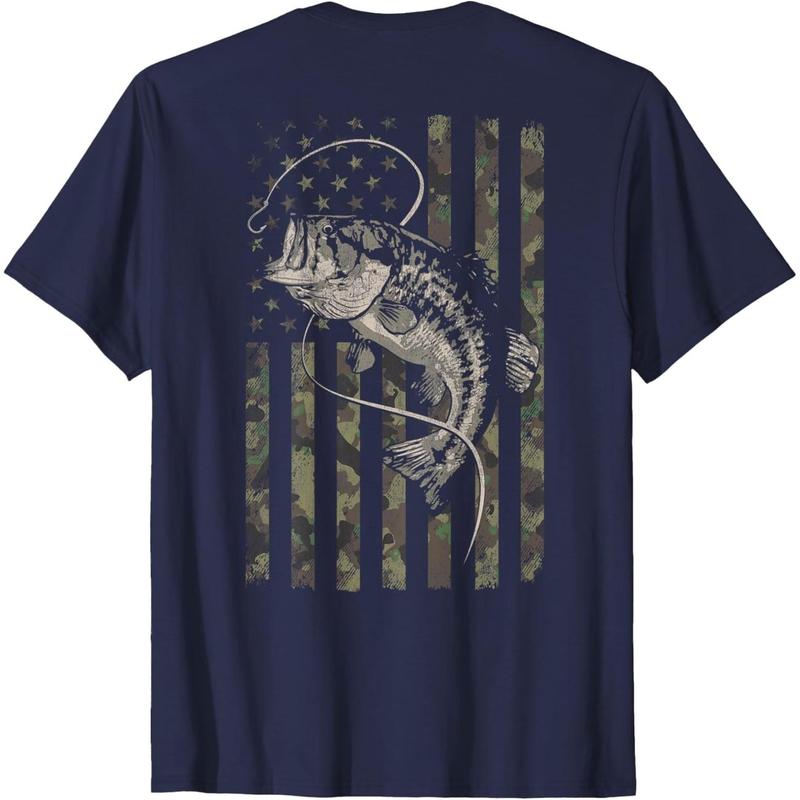 Vintage Fishing Tshirt With American Flag Bass Fishing Vintage Fishing Tshirt With American Flag Bass Fishing
