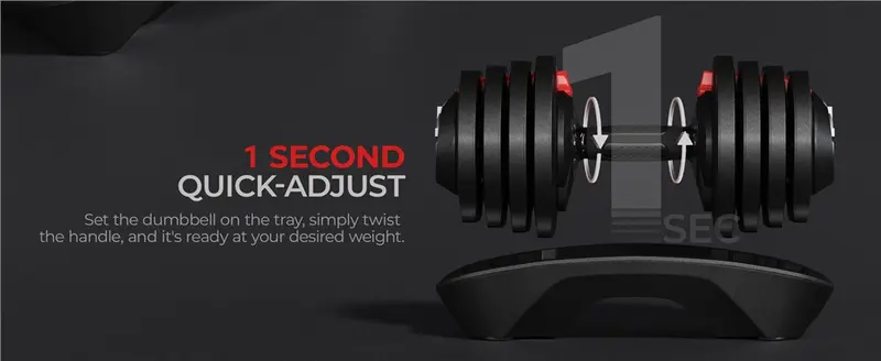 Product Introduction of 【#FathersDayGift】Yaheetech Adjustable Dumbbell Set 40LB/52.5LB/90LB with Anti-Slip Handle. Tray for Home Gym Training. Durable Steel Construction 4