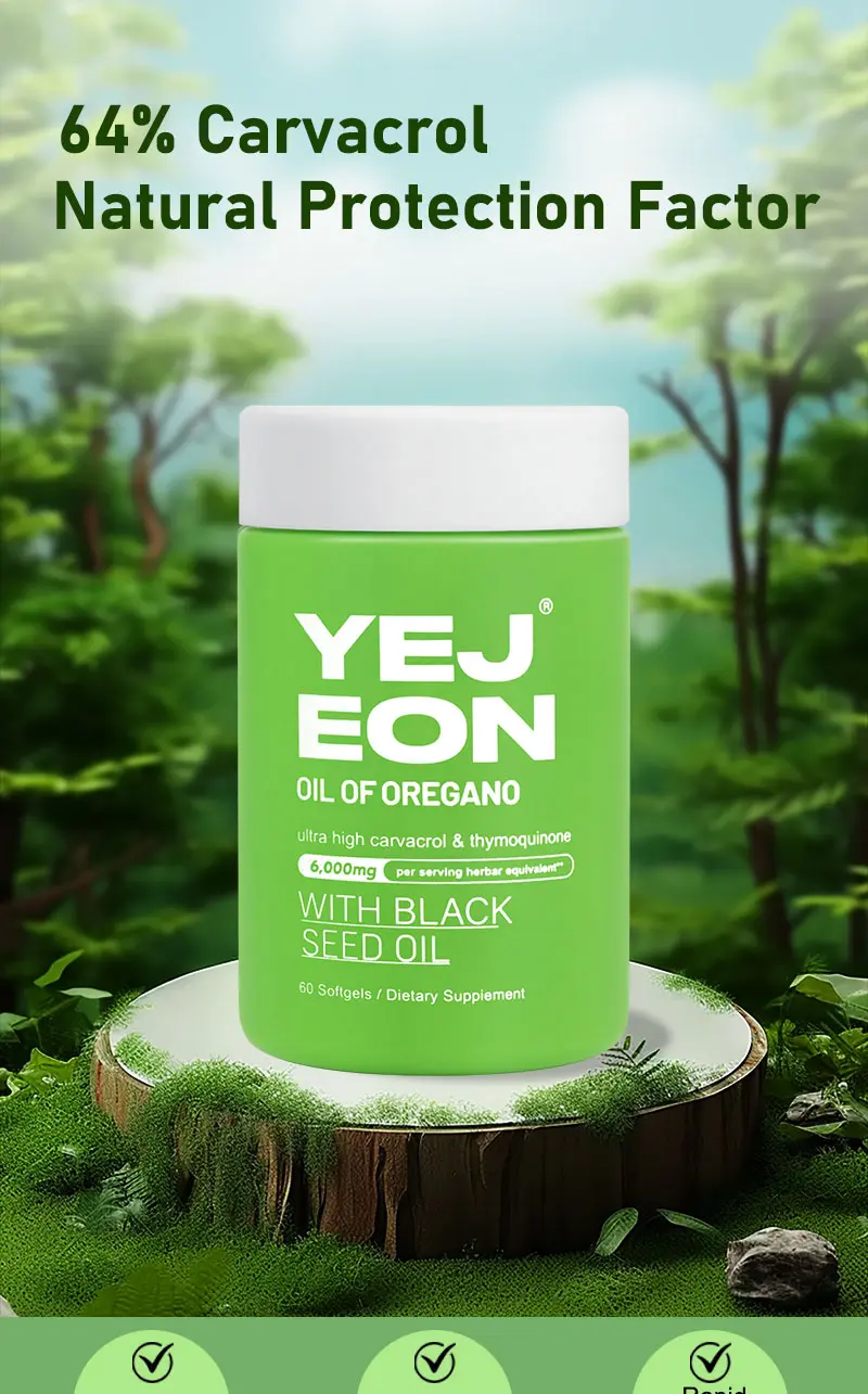 Product Introduction of YEJEON Oregano Oil with Black Seed Oil—Immune Repair, Detox, Anti-Inflammatory, Eases Bloating — 60 Softgels 3