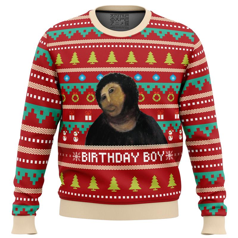 TikTok Shop Birthday Boy Potato Jesus Ugly Christmas Sweater