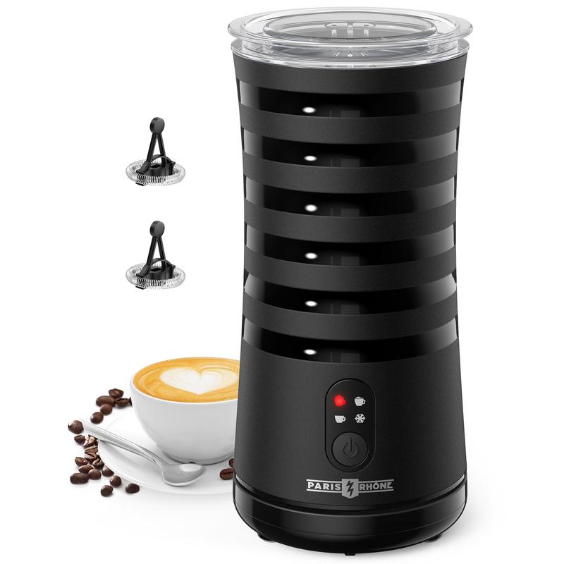 Paris Rhône 4-in-1 Electric Milk Frother and Steamer, Non-Slip Stylish Design, Hot & Cold Milk Steamer with Temperature Control, Auto Shut-Off Frother for Coffee, Latte, Cappuccino, Macchiato, MF010 0