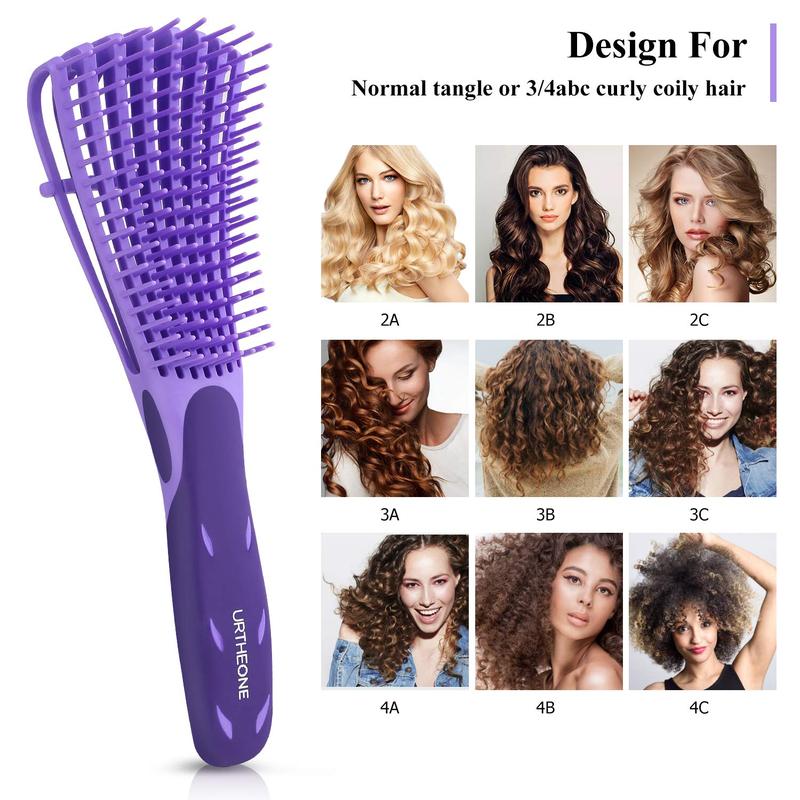 TikTok Shop Detangling Hair Brush Detangling brush for Adults and Kids Comb Set for Kinky Curly Coily and Wavy Hair For Wet and Dry Hair Afro American Type 3a 4c Comfortable Grip Purple