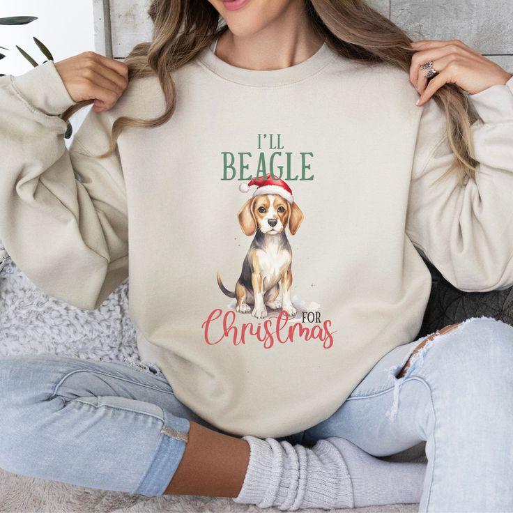 TikTok Shop Christmas Dog Jumper Beagle Christmas Sweatshirt Funny Graphic Sweatshirt Vintage TShirts Love Animal Sweater