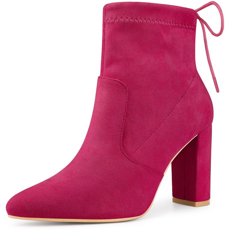 Neon pink ankle fashion boots