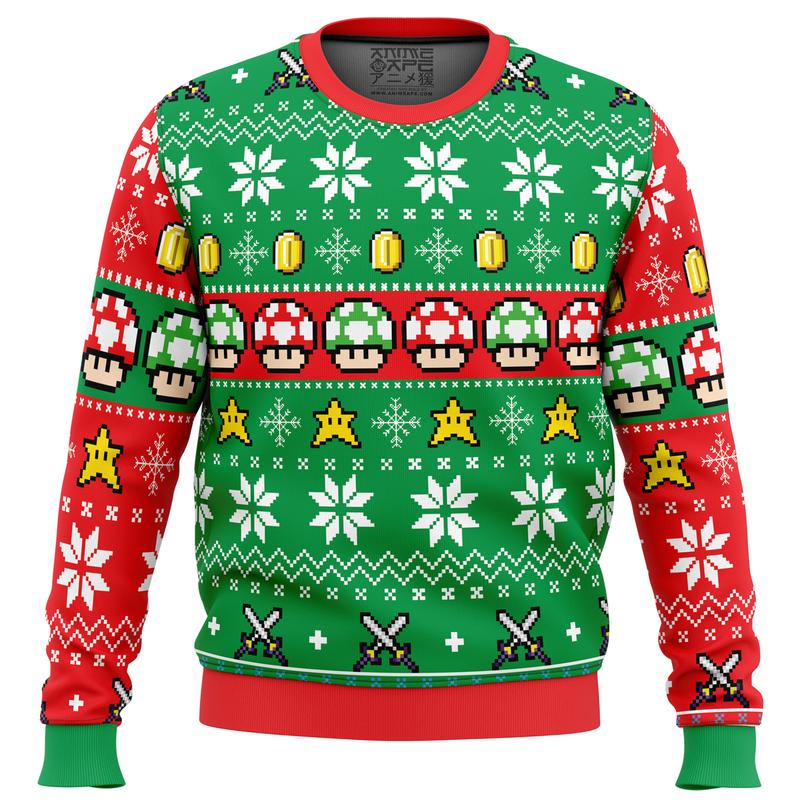 Mario ugly christmas sweater hotsell