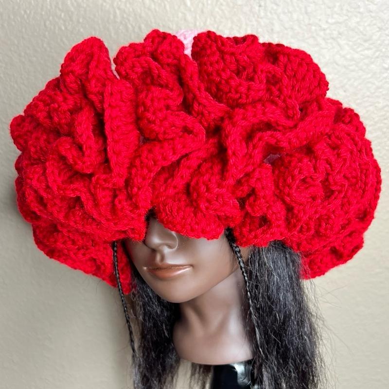 Red/Pink Ruffle Hat - Full Ruffles - TikTok Shop