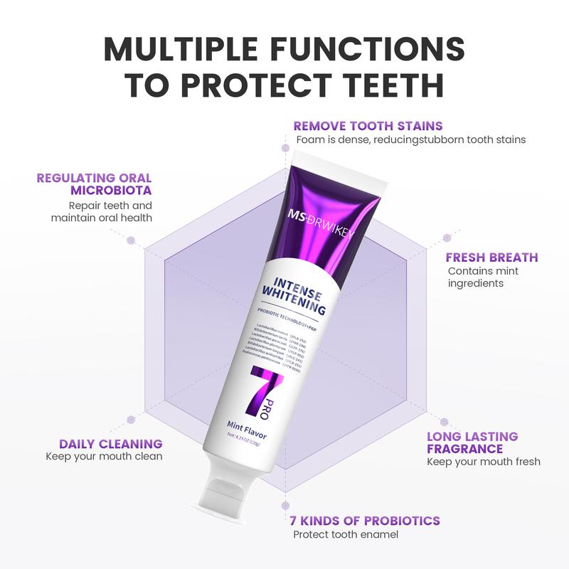 Product Introduction of MSDRWIKEY 3-Pack Toothpaste Combo | 7Pro Fresh Formula | Fluoride-Free Enamel Repair & Sensitive Teeth Care | Fresh Mint 6