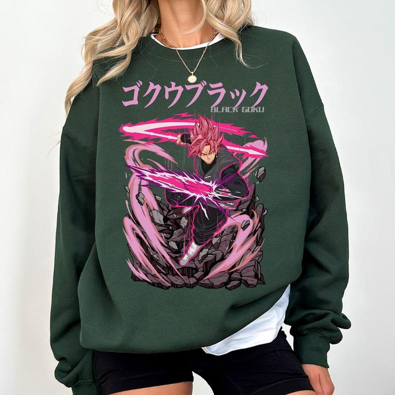 TikTok Shop Goku Black Shirt Dragon Ball Shirt Unisex Anime Sweatshirt Hoodie T Shirt Anime Gift Crewneck Sweater for Lady