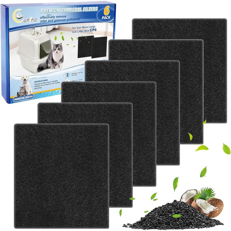 TikTok Shop Litter Box Filter Compatible with Van Ness Large Cat Litter Box CP6 Charcoal Filters Replacement for Hooded Cat Litter Boxes Pans Carbon Odor Filters for Pureness F6 Zeloite Air Filter