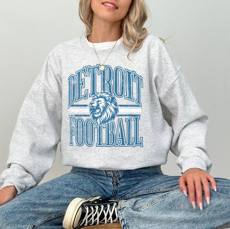 TikTok Shop Detroit Football Sweatshirt Vintage Detroit Lions Crewneck Sweatshirt Lions Gear Detroit Lions Sweat Detroit Game Day Sweatshirt detroit sweatshirt football sweatshirt Gift for Friendship ...