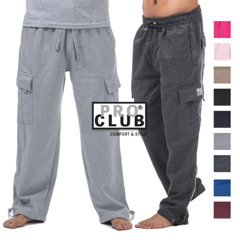 PROCLUB Men's Heavyweight Cargo Sweatpants PRO CLUB Cargo Pants ...