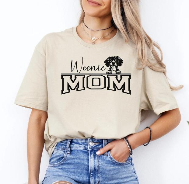 TikTok Shop Dachshund Mom T Shirt Weiner Dog Mother Tee Dog Lover Shirt weenie mom Top Gift for Dachshund Owner gift for dachshund mom