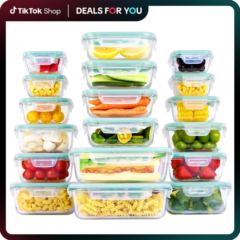 Vtopmart 12- 18 Pack Glass Food Storage Containers with Lids - TikTok Shop