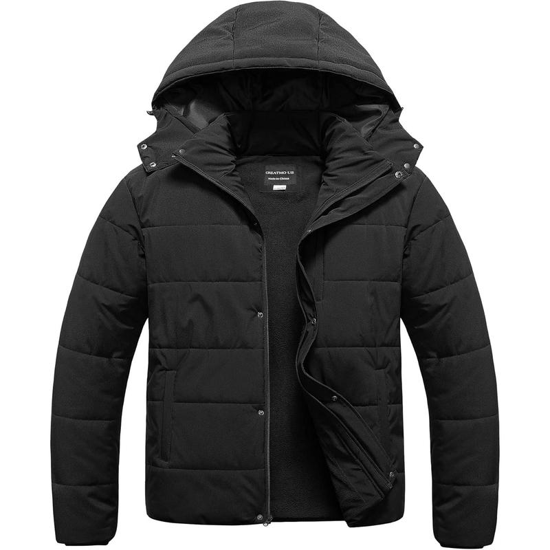 TikTok Shop Men s Big and Tall Winter Puffer Jacket Waterproof Bubble Coat Puffy Ski Parka With Hood