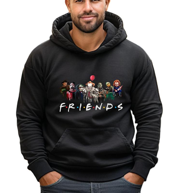 TikTok Shop Friends Hoodie Halloween Friends Hoodie Horror Movie Hoodie Friends Graphic Tee Horror Characters Hoodie Unisex Halloween Hoodie Gift for Him Gift for Her Menswear Top Womenswear Top