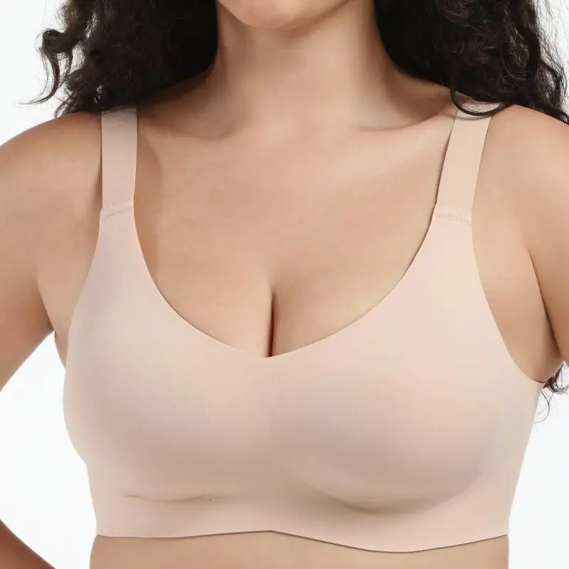 COMFELIE S-3XL Plus Size Wireless Bra for Women ,Seamless Bra with Support Bralette, Comfort Lightly Lined Full Coverage Bra EB061-62, 1 Pack 0