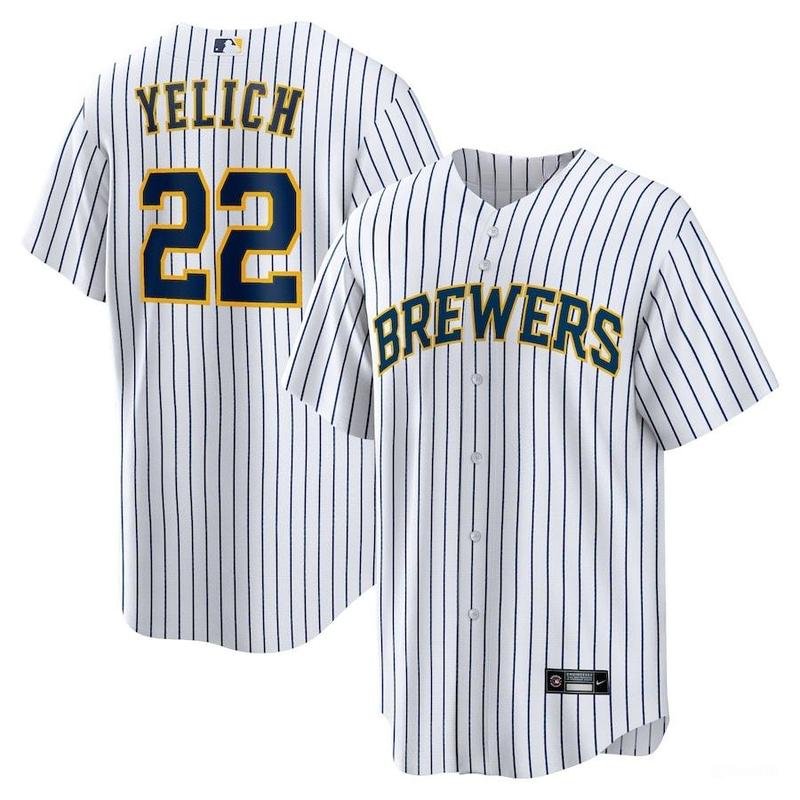 TikTok Shop Yelich 22 Name Number Brewers Baseball Jersey Jersey for Men And Women Short Sleeve Shirt Gift For Baseball Fan