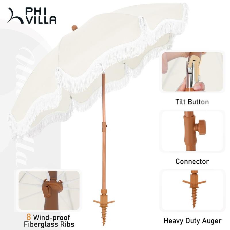 7ft Patio Umbrellas with Fringe