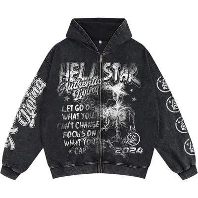 トップス Hellrazor Zip up hoodie Zip Up Hellstar Hoodie - TikTok Shop