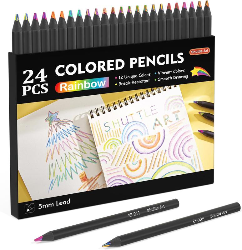 Shuttle Art 120 Pack Rainbow Pencils Bulk, 7 Colors in 1 Rainbow Colored  Pencils, Pre-sharpened, Break-resistant Black Wooden Pencils for Kids and