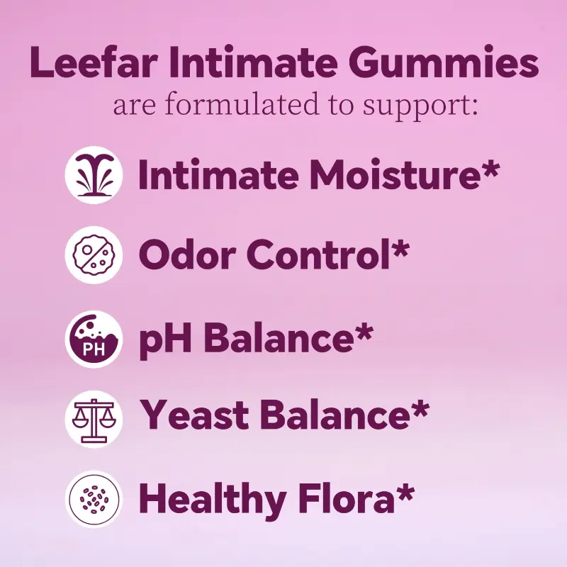 Product Introduction of LEEFAR Her Juicy Feminine Probiotics Gummies- All in One Solution with Slippery Elm and Prebiotics&Lactobacillus Probiotic Blend for Women’s pH Balance and Dryness - Hawaiian Pineapple Gummies 60 Count probiotics women 4