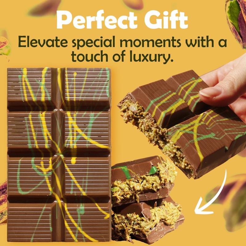 Product Introduction of Dubai Chocolate Bar with Kadaifi Pistachio - Daily fresh shipment - Ideal Gift for all Occasions -Crispy Kunafe with Pistachio Paste Snack Dessert 7 oz 0