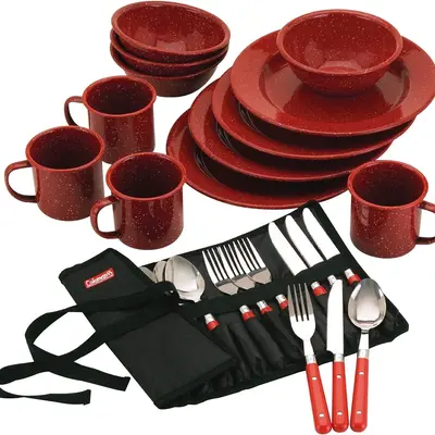 Enamel dinnerware set camping best sale