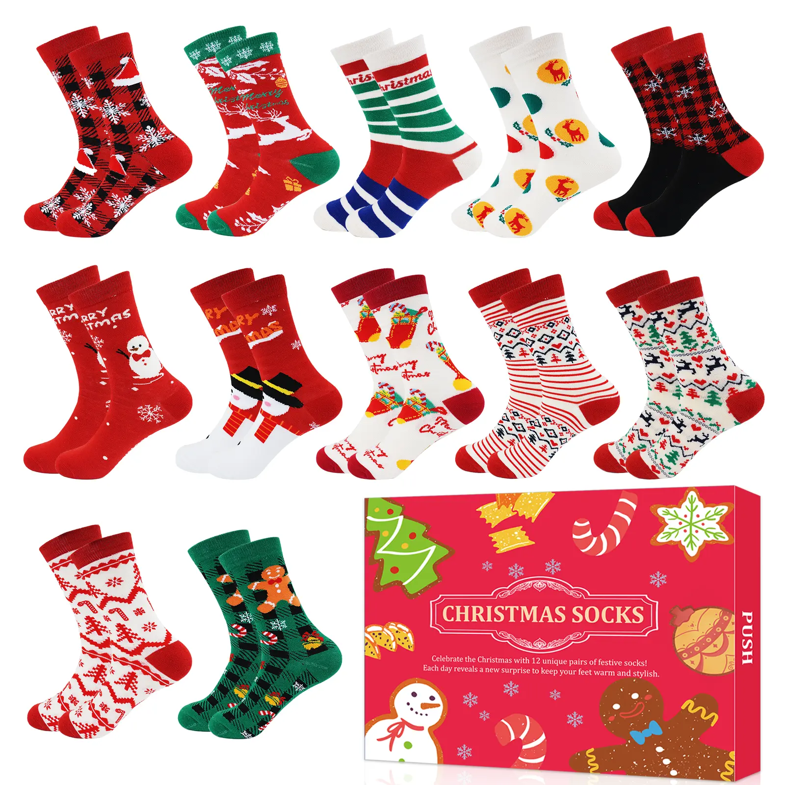 【Easter Gift】12 Days of Christmas Socks Advent Calendar for Women  - Christmas Crew Socks Cozy & Festival - Christmas Gift for Women Womenswear Comfort Bridal